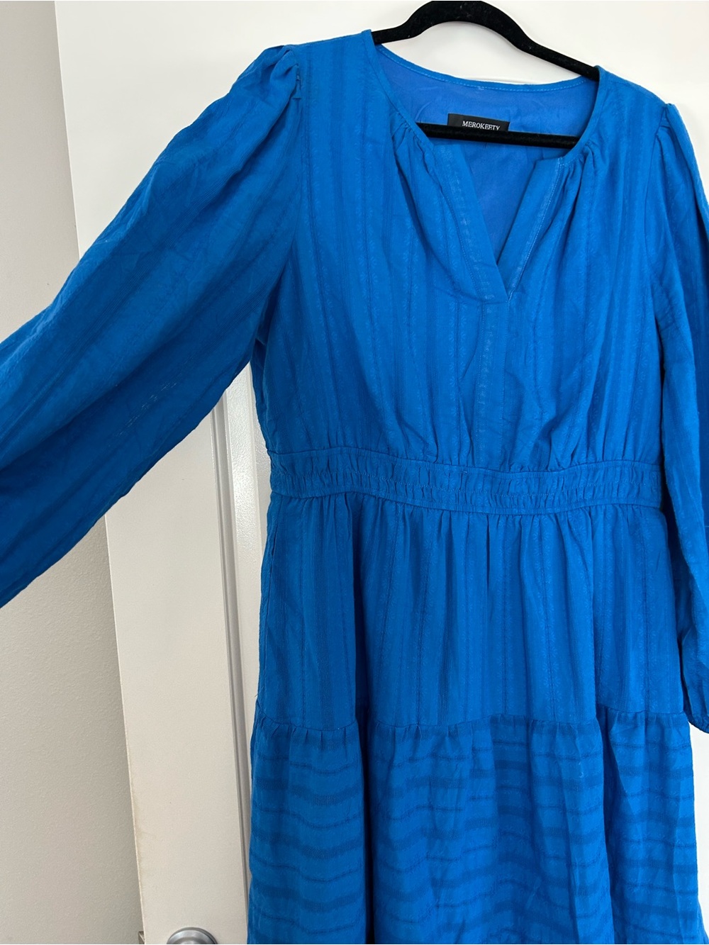Mersea & Co. Cobalt Blue Long-Sleeve Tiered Dress